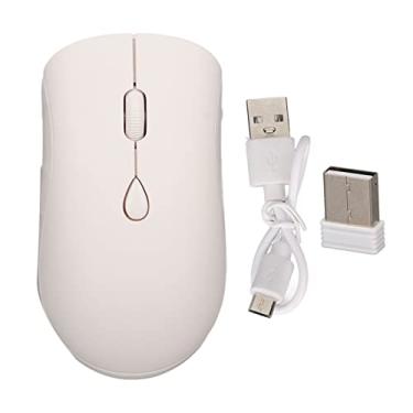 Imagem de Mouse sem fio 2.4G 1600DPI Bateria recarregável ergonômica Bluetooth 5.2 Mouse silencioso para desktops de escritório PC (White)