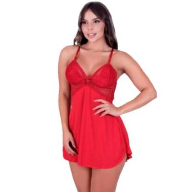 Imagem de Camisola Sensual Com Renda Feminina Decote Nas Costas Alças Ajustáveis