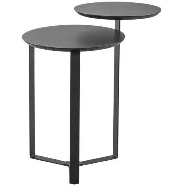 Imagem de Mesa Lateral Para Sala de Estar 2 em 1 Pés Metálicos Dari A03 Nero Pre