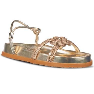 Imagem de Papete Flatforn  Sandalia Feminina com Brilho A9.11 - Addan, Ouro, 38