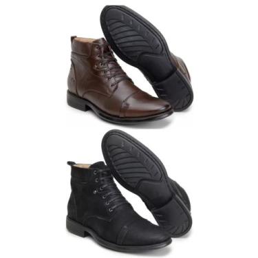 Imagem de Kit 2 Pares Bota Botina Coturno Masculino Couro 100% Legitimo - Capare