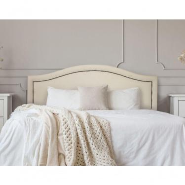 Imagem de Cabeceira Queen Curva Luxo 160x60 Courino Off White - Tachas Fumê