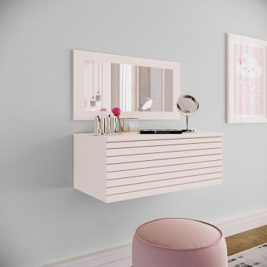 Imagem de Penteadeira Suspensa Com Gavetão E Com Espelho Delicata Rosa