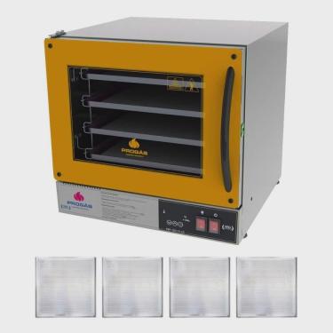 Imagem de Kit - Forno Turbo Prp-004 Plus 220v Amarelo + 4 Assadeiras - Progás