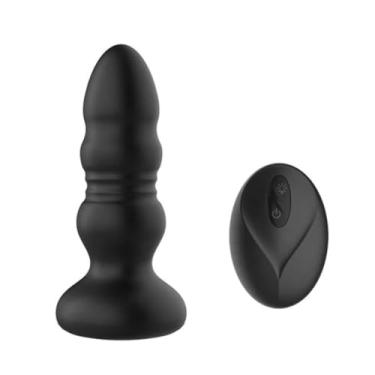 Imagem de Plug Anal Escalonado Em Silicone Com Led 9 Modos De Vibração E Movimetos De Vai E Vem Prazer Gradual