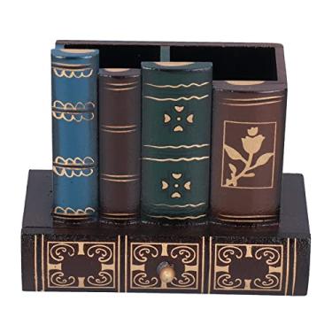 Imagem de MUNEFE RETRO STILE LEAPISTRO, porta -caneta organizador de lápis, suporte de caneta de madeira para mesa para escritório, estudo, sala de estar, quarto, etc.
