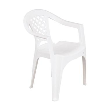 Imagem de Cadeira De Jardim Em Plástico 72x50cm Com Braço Branco Iguape Tramontina