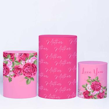 Imagem de Kit Painel de Festa Redondo e Trio de Cilindros Dia das Mães - Fera Print