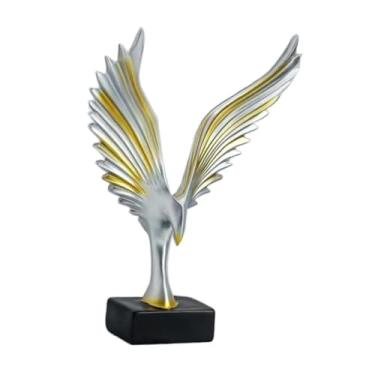 Imagem de XLWLLNJ Estátua de águia, escultura de resina estatueta de pássaros espalhou seu ornamento de asa para a fazenda do hotel, Champanhe