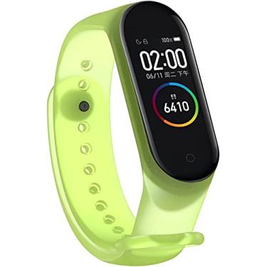 Imagem de Nandos-Store - Pulseira NSmart compatíveis com MI BAND 1/ MI BAND 2 / MI BAND 3 / MI BAND 4 / MI BAND 5 / MI BAND 6 / MI BAND 7 - (MI BAND 5, Verde Transparente)