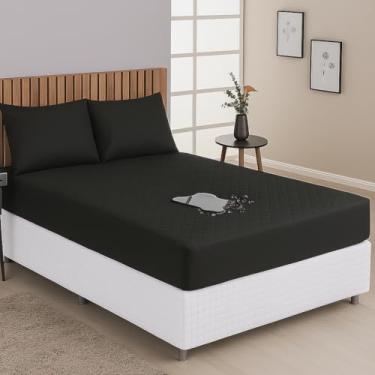 Imagem de Capa Protetora Impermeável para Colchão - Antialérgica e Antibacteriana - Vários Tamanhos - Matelasso Silencioso (Preto, King Size)