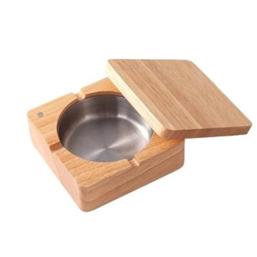 Imagem de Cinzeiro Cinzeiro quadrado com tampa Cinzeiro com cinzeiros removíveis de aço inoxidável Cinzeiro portátil para restaurante de escritório doméstico etc. Cinzeiro de Mesa(Silver)