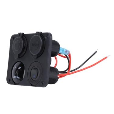 Imagem de Painel de Tomada do Carregador DC 12-24V Multifuncional, Tomada de Alimentação USB Dupla 4.2A Com Voltímetro LED e Tomada de Isqueiro Adequada para Carro, Fuzileiro Naval, Barco,
