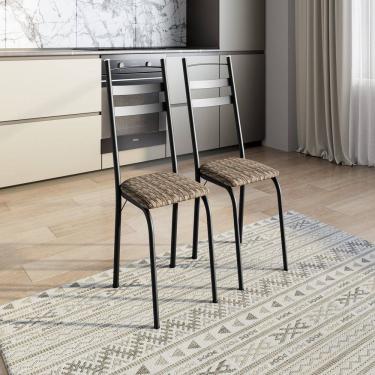 Imagem de Kit com Duas Cadeiras de Cozinha 061 Preto/ Rattan