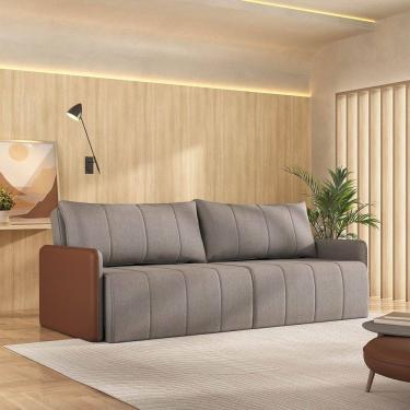 Imagem de Sofá Cama Retrátil e Reclinável 4 Lugares 250cm Jequitibá Cabecasa Madeiramadeira Caramelo/Capuccino