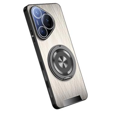 Imagem de LTLMYDAM Capa para Huawei Pura 70 Ultra/70 Pro/70 Pro+/70, capa de proteção de câmera de couro com anel giratório suporta sucção magnética montada no carro, bege, 70