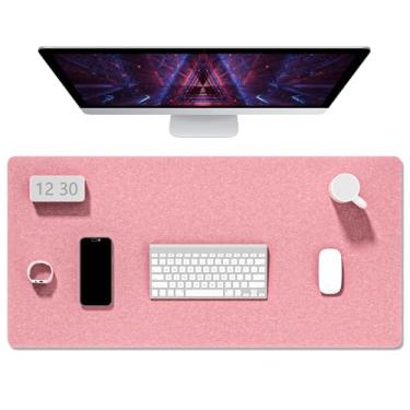 Imagem de Auhoahsil Tapete de mesa de feltro, mouse pad grande minimalista 2GG 90 x 40 cm, tapete de mesa para desktop, teclado, laptop, computador, escritório, trabalho em casa, jogos, rosa