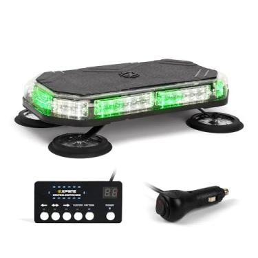 Imagem de Xprite Luzes LED de farol estroboscópico no telhado, base magnética de segurança de trânsito de emergência, mini barra de luz, 38 modos de piscar e controlador para veículos de segurança de construção, caminhões limpa-neve - branco e verde