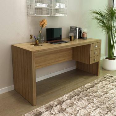 Imagem de Mesa de Escritório com 3 Gavetas 155x74 Cm ME4113 Amêndoa