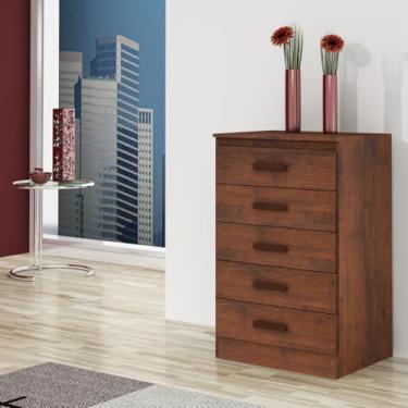 Imagem de Cômoda Organizadora Grande 5 Gavetas Quarto Casal Café