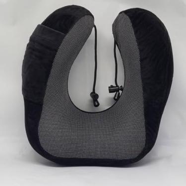 Imagem de Almofada de Pescoço para Viagem Macio Toque Aveludado (Preto)