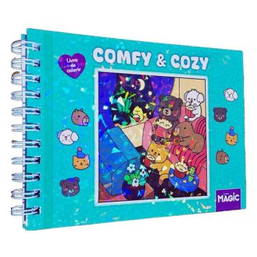 Imagem de Livro de Colorir Comfy & Cozy Coleção Comfy & Cozy Books 22x16cm 180g/m² 48 Desenhos Capa Dura Verde A. Bozhbova