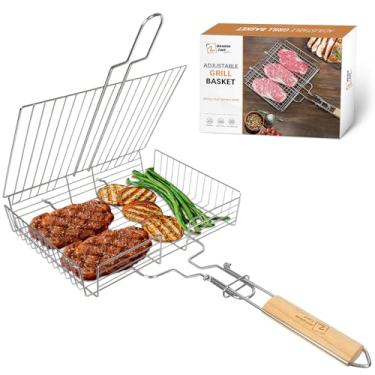 Imagem de 2 DOUBLE TWO Cesta de Grelha Dupla de Aço Inoxidável, Cestas de Grelha para Grelha Ao Ar Livre, Cesta de Grelha de Peixe, para Vegetais de Carne, Cesta de Grelhar, Acessório para Churrasco, com Tampa