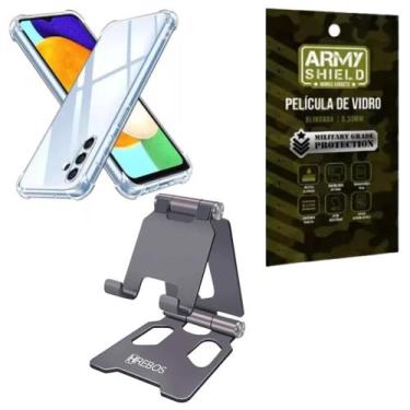 Imagem de Capa Capinha para Galaxy A05 + Suporte Mesa + Pelicula de Vidro 3D - A