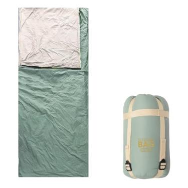 Imagem de Saco de dormir compacto, ultraleve, envelope com saco de compressão para adultos, clima quente, acampamento, viagem, caminhada (verde)