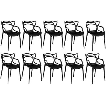 Imagem de Kit 10 Cadeiras de Jantar Allegra Prática Empilhável - Preto