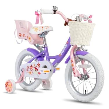 Imagem de JOYSTAR Bicicleta Unicorn 14" Para Meninas De 3 A 5 Anos Com Assento Boneca, Infantil Princesa, Rodinhas Treinamento, Cesta, Roxa