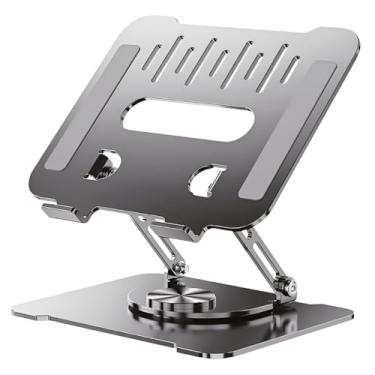 Imagem de Suporte para Notebook Alumínio Ajustável Base Para Notebook Base Giratória 360º Apoio Dobrável Laptop até 17 Polegadas Resistente Estável Ergonômico Articulado Portátil de Mesa em Metal