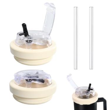 Imagem de CNRYRIO Pacote com 2 tampas de substituição de 20/850.5 g para Stanley Cup & Quencher, abertura dupla (canudo e gole), capa flip à prova de vazamento com tampa protetora, acessórios de copo de viagem