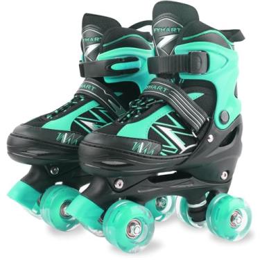 Imagem de LIRENGUI Patins para meninos, patins para meninas para crianças, patins divertidos iluminadores ao ar livre para crianças, patins de 4 tamanhos internos ajustáveis (crianças grandes 1-4)