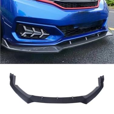Imagem de For Fit 2018-2020 Car Front Bumper Lip Splitter Difusor Spoiler Body Kit Gloss Black Bumper Lip Modification Part (Aparência de fibra de carbono)
