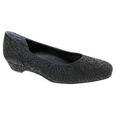 Imagem de Ros Hommerson Vestido feminino Tabitha - sapato anabela casual, Impressão de folha preta, 7 X-Narrow