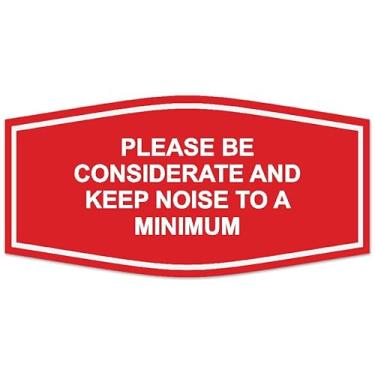 Imagem de Signs ByLITA Fancy Please Be Considerate and Keep Noise to a Minimum Sign - Letras gravadas a laser | Plástico ABS durável | Cores vibrantes | Fita de espuma poderosa (vermelha) - Grande