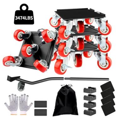 Imagem de Bestechy Carrinho De Móveis Grande Upgrade, Movimentadores Painéis Aço Carbono Com 5 Rodas, Elevador, Deslizadores Universais Borracha Trava E Rotação 360° Para Serviço Pesado, Carga Máxima 3474 Lib