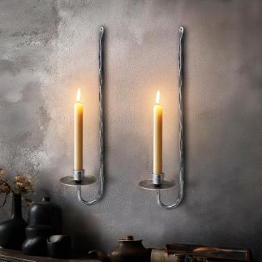 Imagem de BEGINS Conjunto De 2 Arandelas Parede Forjadas À Mão, Suportes Metal Sólido Vintage Prateados, Decoração Rústica Para Sala Estar, Quarto, Jantar, Acessório