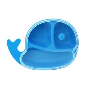 Imagem de Prato Infantil Baleia com Divisória Azul Clingo