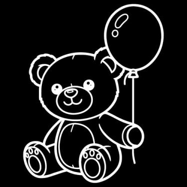 Imagem de Adesivo Ursinho Urso fofinho para quarto de bebê infantil notebook janela portas paredes ambientes vários tamanhos (BRANCO, 30x38,2cm)