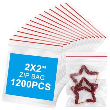 Imagem de Aubeco 1200 peças de mini sacos de plástico de 5 x 5 cm, pequenos sacos com zíper resseláveis para pequenas empresas, armazenamento, presentes, doces, parafusos, joias, comprimidos diários