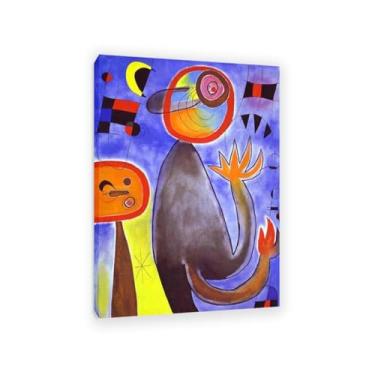 Imagem de SDYJ6GSW Joan Miro Pôster Surrealismo Escadas Cruzam o Céu Azul Impressão em Tela Reproduções de Arte de Parede de Pinturas Famosas Sala de Estar Quarto Escritório Decoração de Parede 100 x 70 cm