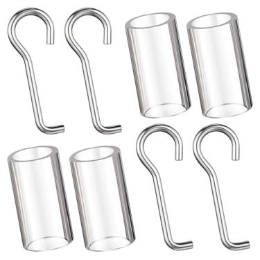 Imagem de Conjunto de 4 hastes de arame e manga para substituição de mini persianas horizontais com gancho de peças de reparo de persiana para acessório de abridor de janela