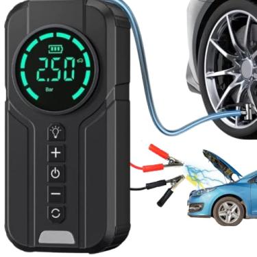 Imagem de Carregador de Bateria Top Portátil 3 em 1 com Compressor de Ar para encher pneus, Luz de Emergência, Power Bank para Carro e Moto – Ideal para Viagens