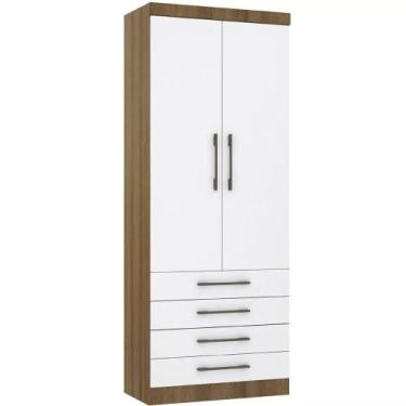 Imagem de Guarda-roupa Modulado 90cm 2 Portas 4 Gavetas Paris Luciane, Avelã/Bra