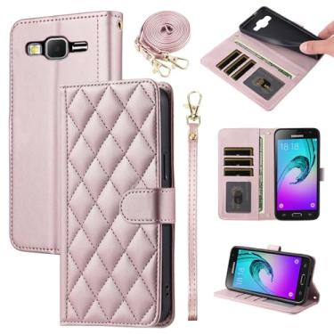 Imagem de Furiet Capa carteira para Samsung Galaxy J7 2015/J7 Neo/J7 Nxt/J7 Core/7J Duos com alça de pulso, alça de ombro, vários compartimentos para cartões, capa de telefone com suporte para SM J700 J700P