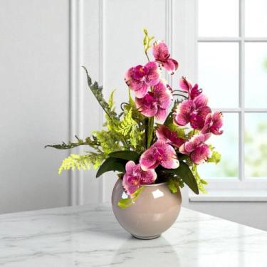 Imagem de Arranjo de Orquídea Silicone e Samambaia Decorativo - Floralis, Rosa