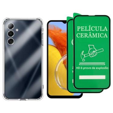 Imagem de Kit Capa Capinha Anti Impacto + 2 Películas Ceramica 9D Para Samsung Galaxy M14