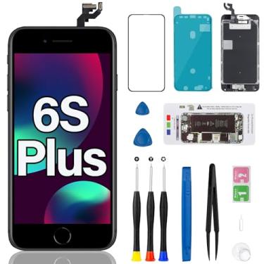 Imagem de Substituição de tela para iPhone 6S Plus com sensor de proximidade de alto-falante auricular botão inicial câmera frontal visor LCD 3D Touch digitalizador kit de reparo A1634 A1687 A1699 preto 14.0 cm